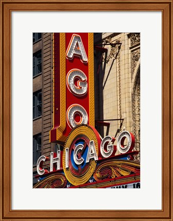 Framed Chicago Theater Sign, Illinois Print