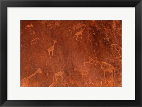 Framed Cave Paintings by Bushmen, Damaraland, Namibia Print