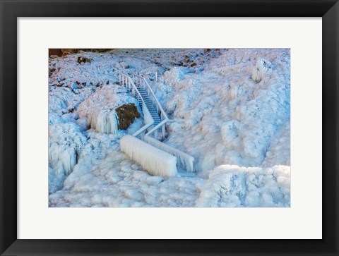 Framed Frozen Staircase by Seljalandsfoss Waterfall, Iceland Print