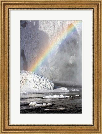 Framed Rainbow over Skogarfoss Waterfall Iceland Print