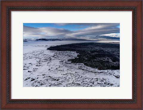 Framed Lava and Snow at the Holuhraun Fissure, Bardarbunga Volcano, Iceland. Print