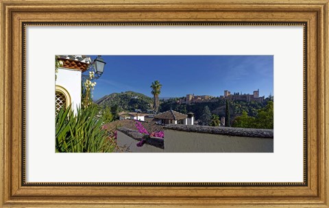 Framed Alhambra palace from Albaicin, Granada, Andalusia, Spain Print