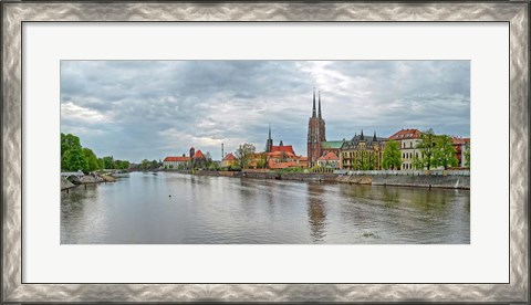 Framed Oder river and Cathedral island in Wroclaw, Poland Print