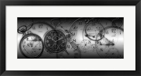 Framed Montage of Old Pocket Watches Print