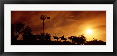 Framed Horse Ride at Sunset, Hunt, Kerr County, Texas Print
