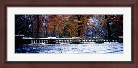 Framed Snow Covered Balcony in Central Park, New York City Print