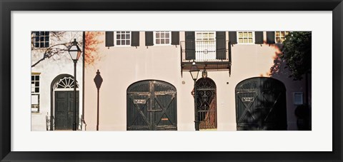 Framed Historic houses in Rainbow Row, Charleston, South Carolina Print