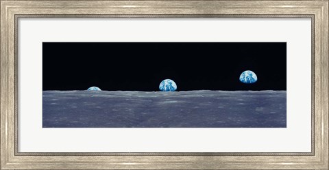 Framed Earth Viewed From The Moon Print