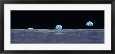 Framed Earth Viewed From The Moon Print
