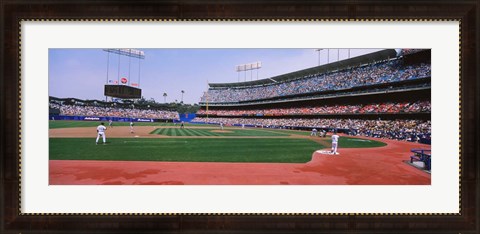 Framed Dodgers vs. Yankees, Dodger Stadium, California Print