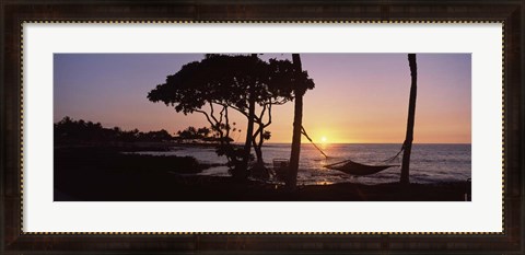 Framed Hammock on the Beach, Fairmont Orchid, Hawaii Print