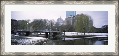 Framed Snow in Boston Public Garden, Suffolk County, Massachusetts Print