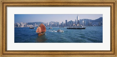 Framed Waterfront Buildings, Kowloon, Hong Kong, China Print