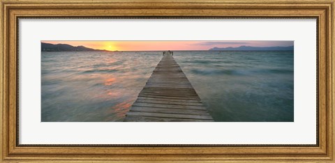 Framed Alcudia Pier at Sunset, Majorca, Spain Print