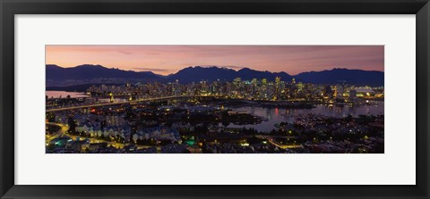 Framed Vancouver at Dusk, British Columbia, Canada Print