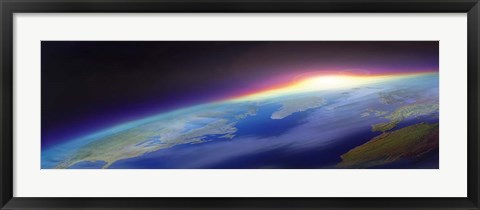 Framed Sun Rising over the Earth Print