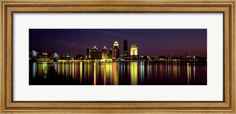Framed Louisville, KY at Night Print