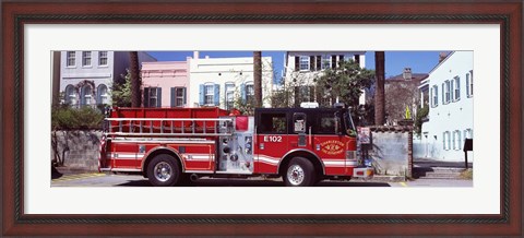 Framed Fire Truck, Charleston, South Carolina Print