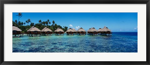 Framed Beach Huts, Bora Bora, French Polynesia Print