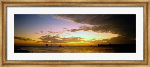 Framed Key West Sea at Sunset, Monroe County, Florida Print