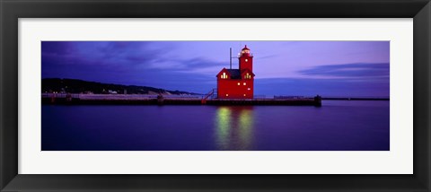 Framed Big Red Lighthouse at Dusk, Holland, Michigan Print