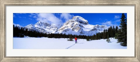 Framed Skier Ptarmigan Peak Wall of Jericho, Skoki Valley, Canada Print