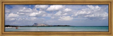 Framed La Cinta Beach with Tavolara Island, San Teodoro, Italy Print
