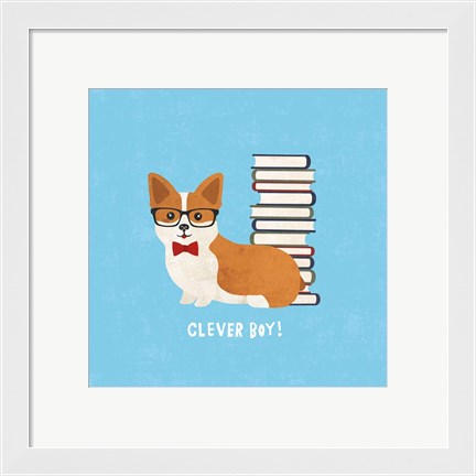 Framed Good Dogs Corgi Bright Print