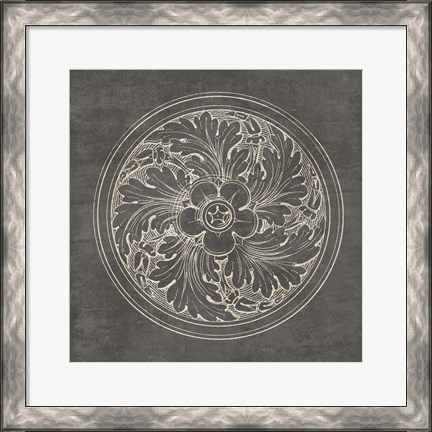 Framed Rosette II Gray Print