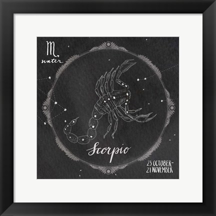 Framed Night Sky Scorpio Print