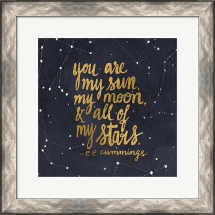 Framed Starry Words III Gold Print