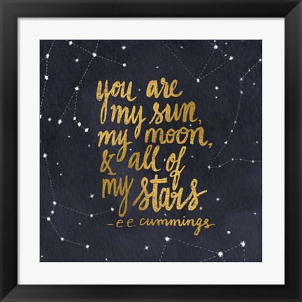 Framed Starry Words III Gold Print