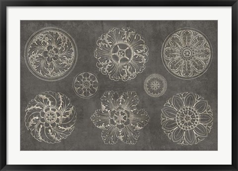 Framed Rosette IX Gray Print