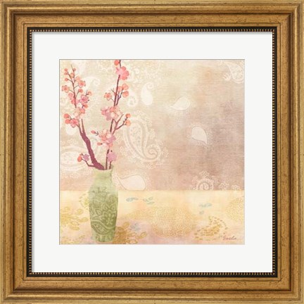 Framed Vase of Cherry Blossoms I Print
