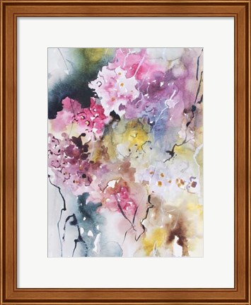 Framed Blooms Aquas III Print