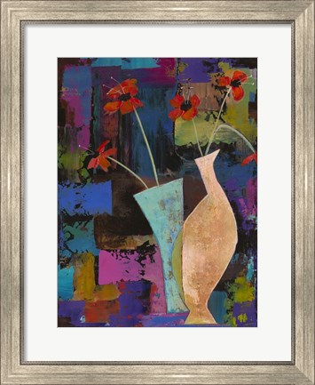 Framed Abstract Expressionist Flowers I Print