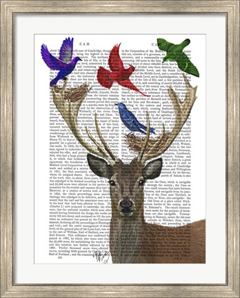 Framed Deer &amp; Birds Nests Print
