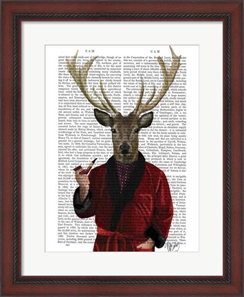 Framed Deer in Smoking Jacket Print