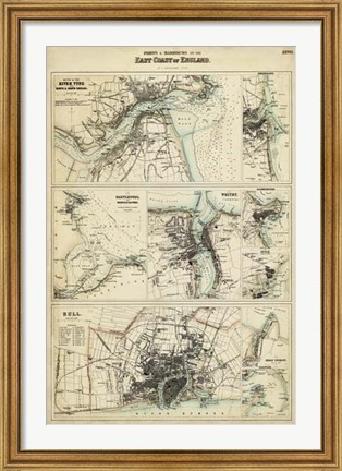 Framed Map of the Coast of England III Print