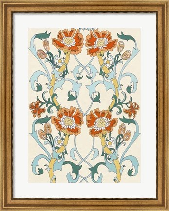 Framed Nouveau Floral Pattern I Print