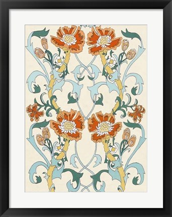 Framed Nouveau Floral Pattern I Print