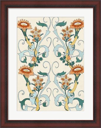 Framed Nouveau Floral Pattern II Print