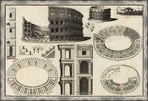 Framed Diagram of the Colosseum Print