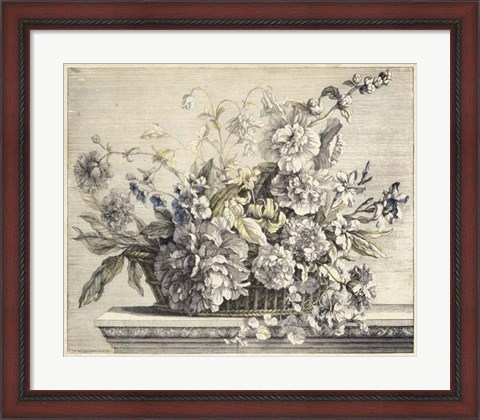 Framed Vintage Basket of Flowers II Print