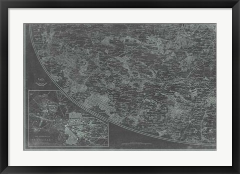 Framed Map of Paris Grid III Print