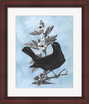 Framed Bird on Blue II Print
