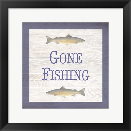 Framed Gone Fishing Salmon Print