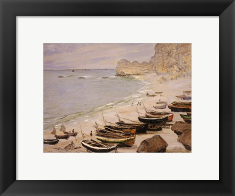 Framed Boats on the Beach at Etretat, 1883 Print