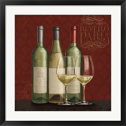 Framed Bistro Paris White Wine Print