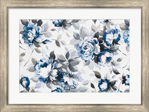 Framed Scent of Roses Indigo Print